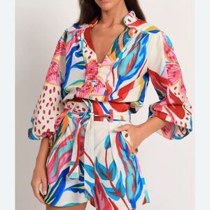 PatBO Flora Button Down Blouse L